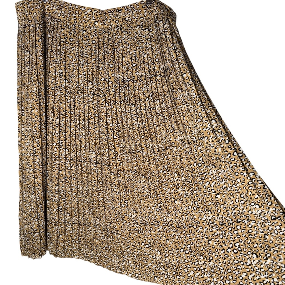 Size 18 EUC J. Crew Factory Leopard Print Pleated Lined Midi Skirt - Picture 10 of 15